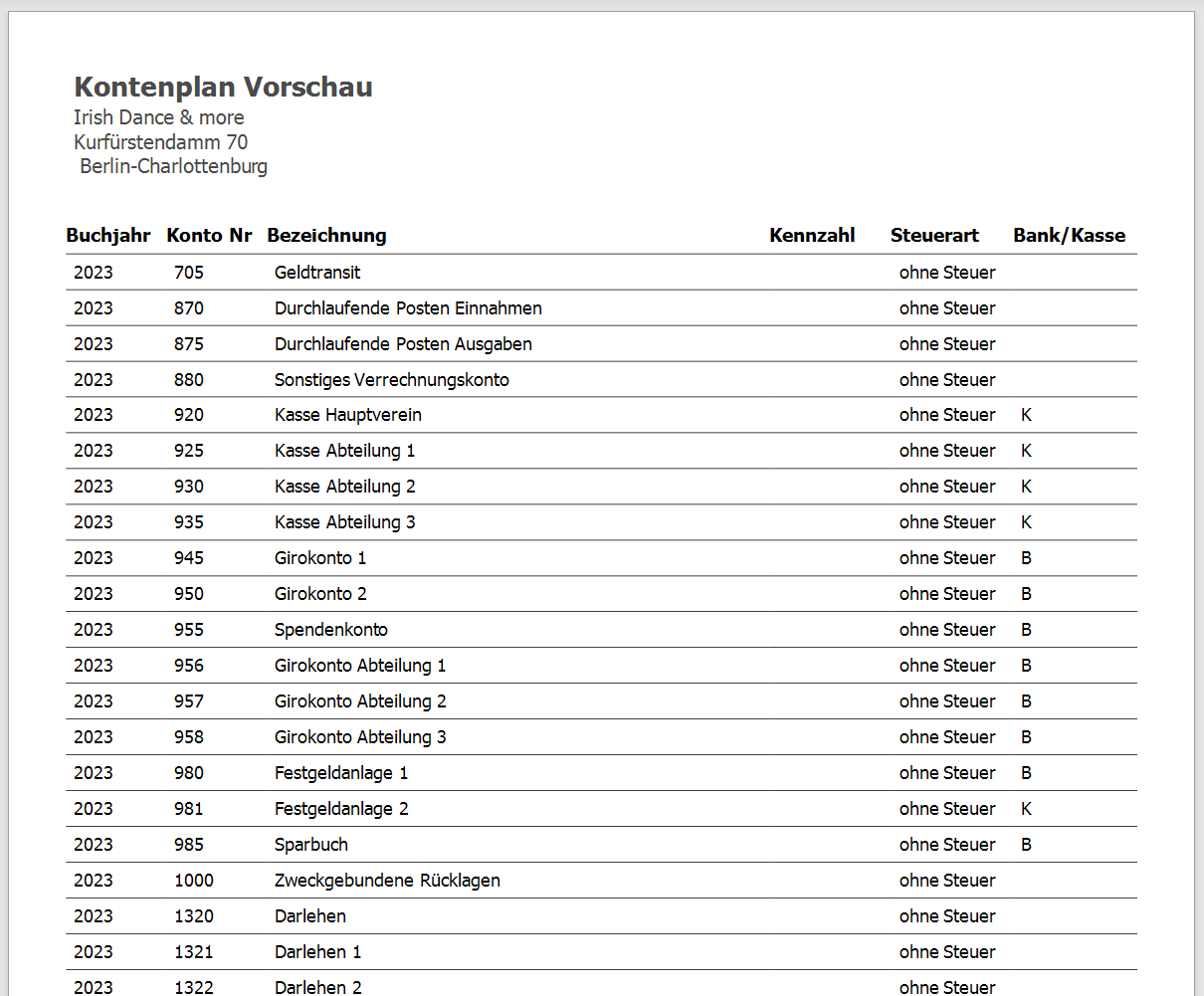 Kontenplan Vorschau